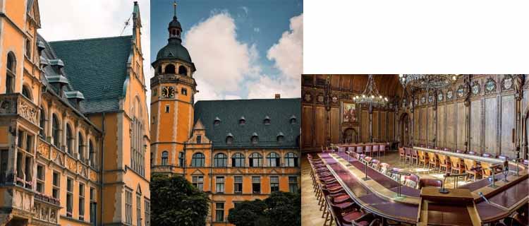 Rathaus-Fassade und Saal Rathaus-Fassade und Saal