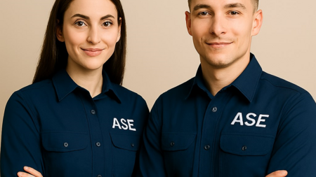 Frau und Mann in Uniform stehend 
