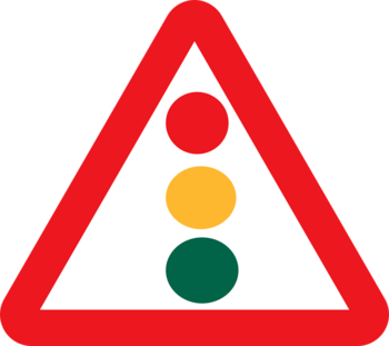 rotes Achtungsschild mit Ampel