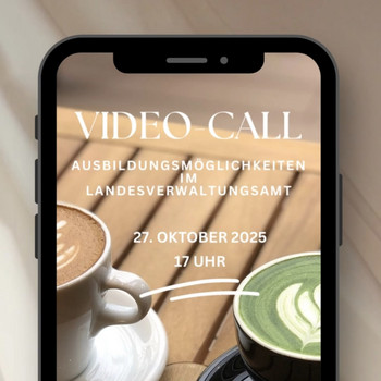 Handy mitBild Kaffeetassen und Hinweis auf VideoCall